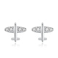 Women Dainty 925 Sterling Silver Small Cute CZ Diamond Airplane Stud Earrings