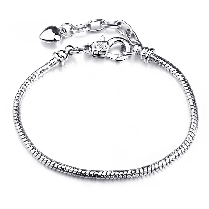Adjustable Lobster Clasp Flat Blank Bracelet Silver Plating Brass Snake Chain DIY Charm Bracelet for Woman