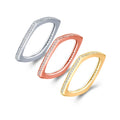 FuLsun Minimalist Silver 925 Cubic Zirconia Three Color Charm Chunky Ring For Women