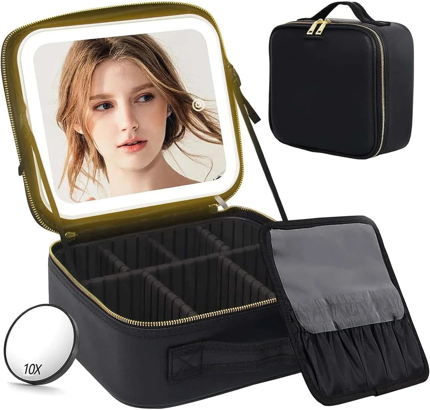 Professional Makeup Case Large Capacity Travel Makeup Bag with Zipper Closure and Fashion Style Made of PU
