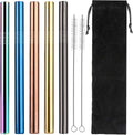 Low MOQ Summer Cool Drink Stainless Steel Boba Straw Metal Straw in Bulk for Bubble Milk Tea Colorful Straw