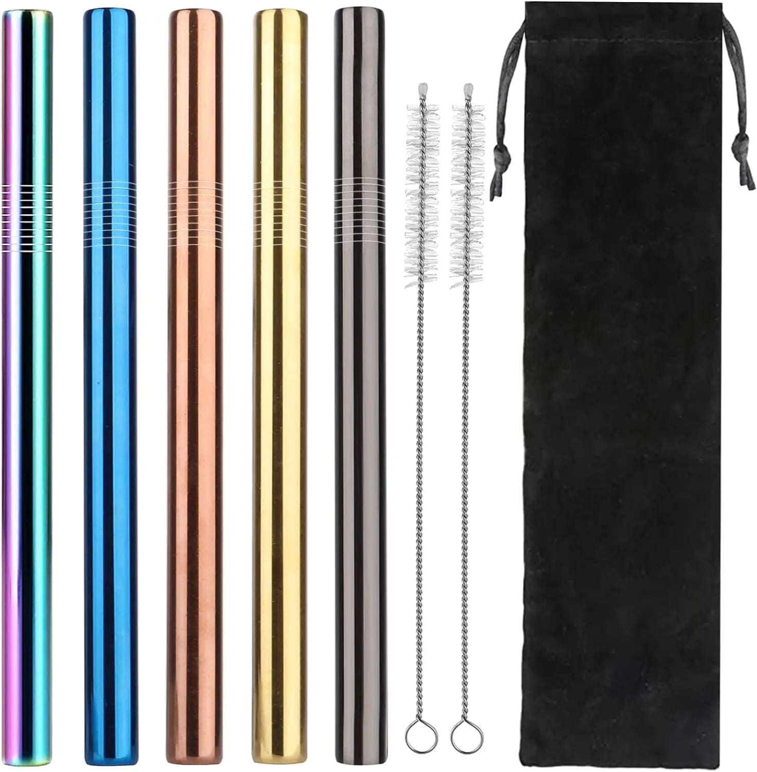 Low MOQ Summer Cool Drink Stainless Steel Boba Straw Metal Straw in Bulk for Bubble Milk Tea Colorful Straw