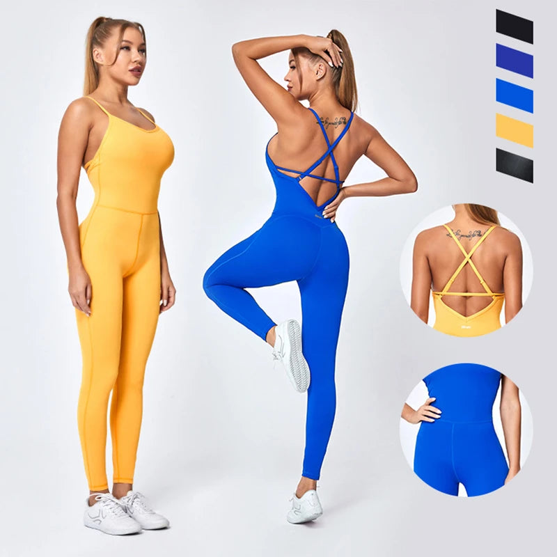 Custom High Waist Women's Activewear Spandex Bodysuit Vintage Yoga Fitness Jumpsuit Sports Bodysuits & Jumpsuits