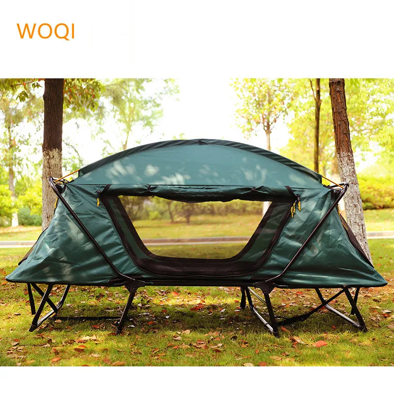 WOQI Wholesale Windproof Double Rainproof off the Ground  Thickened Portable Folding Oxford Tent for Camping