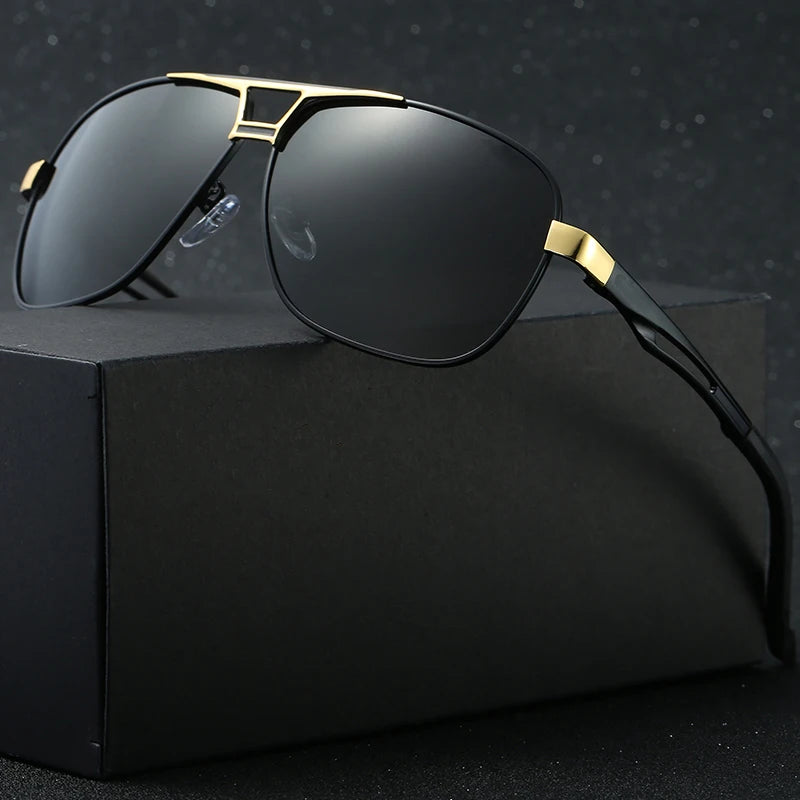 Aviation Luxury Sunglasses Polarized UV400 Protection Strong Alloy Double Bridge Designer Sunglasses Famous Brands for Men