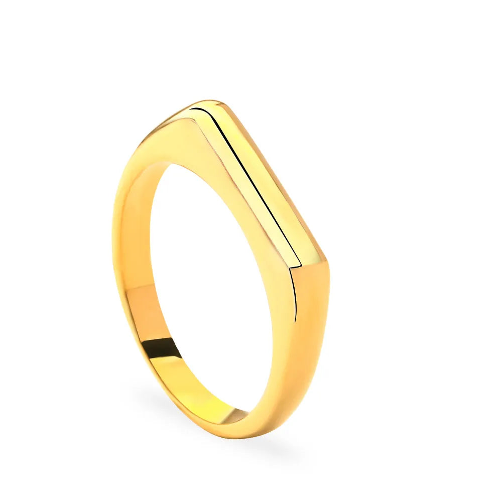 Copper Smooth D Wedding Ring Cuboid Shape Rings Stacking Engagement Finger Band Fashion Jewelry Wholesale