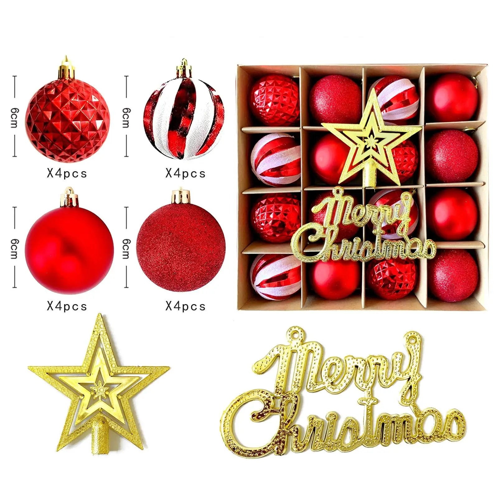 2024 New Peoduct Christmas Decoration 6cm Electroplated Plastic Balls Shaped Painted Christmas Balls Christmas Tree Hangings