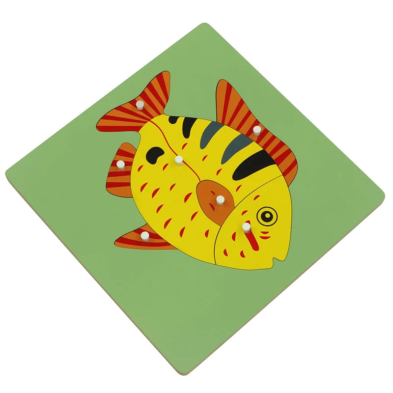 BO008(NX) Montessori Material Wooden Educational Toys of Fish Puzzle