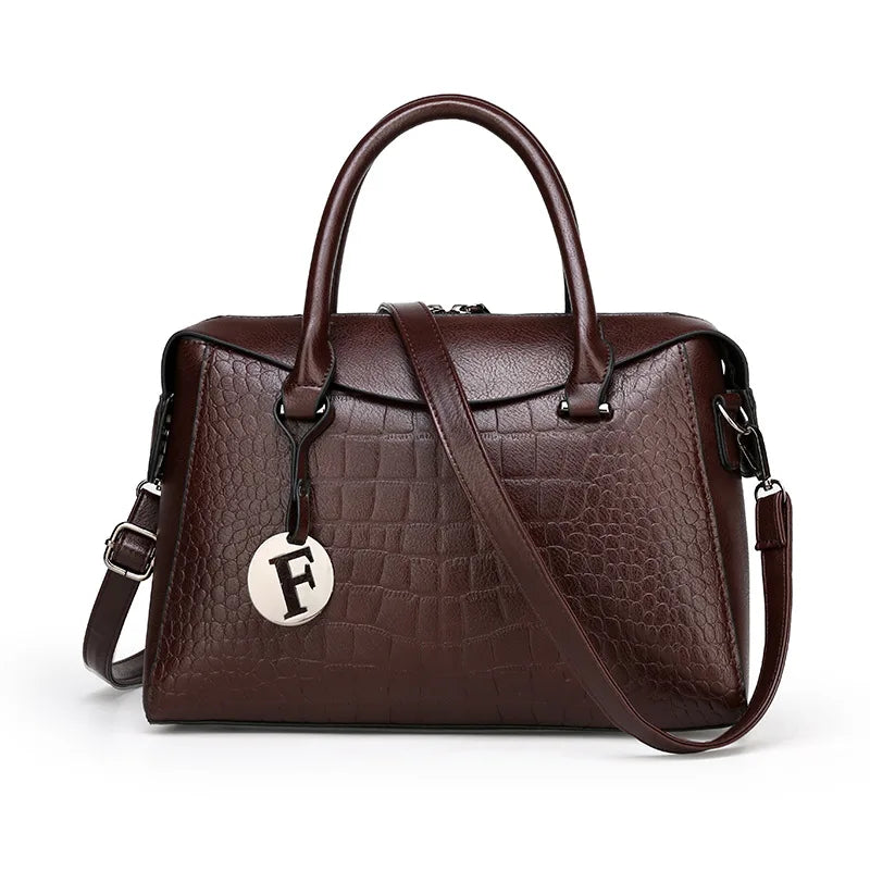 2025 Retro Crocodile Embossed Women's Handbag Large Capacity Zipper Closure Shoulder Bag Fashion ODM Supply