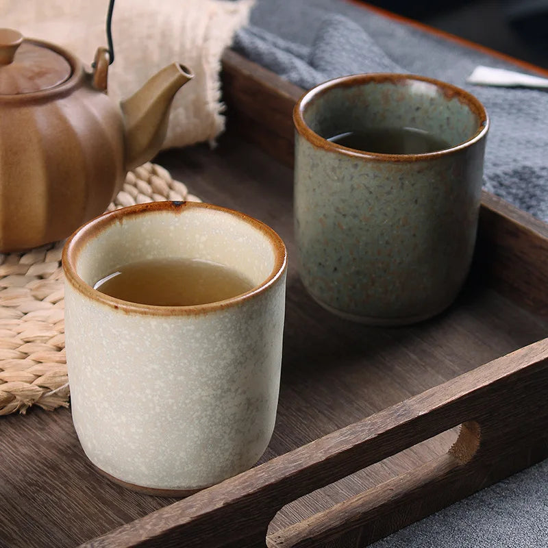 Japanese Retro Matte Gradient Ceramic Coffee Mug Holding Milk Cup Coffee Tea Mug Cup No Handle Gift Cup