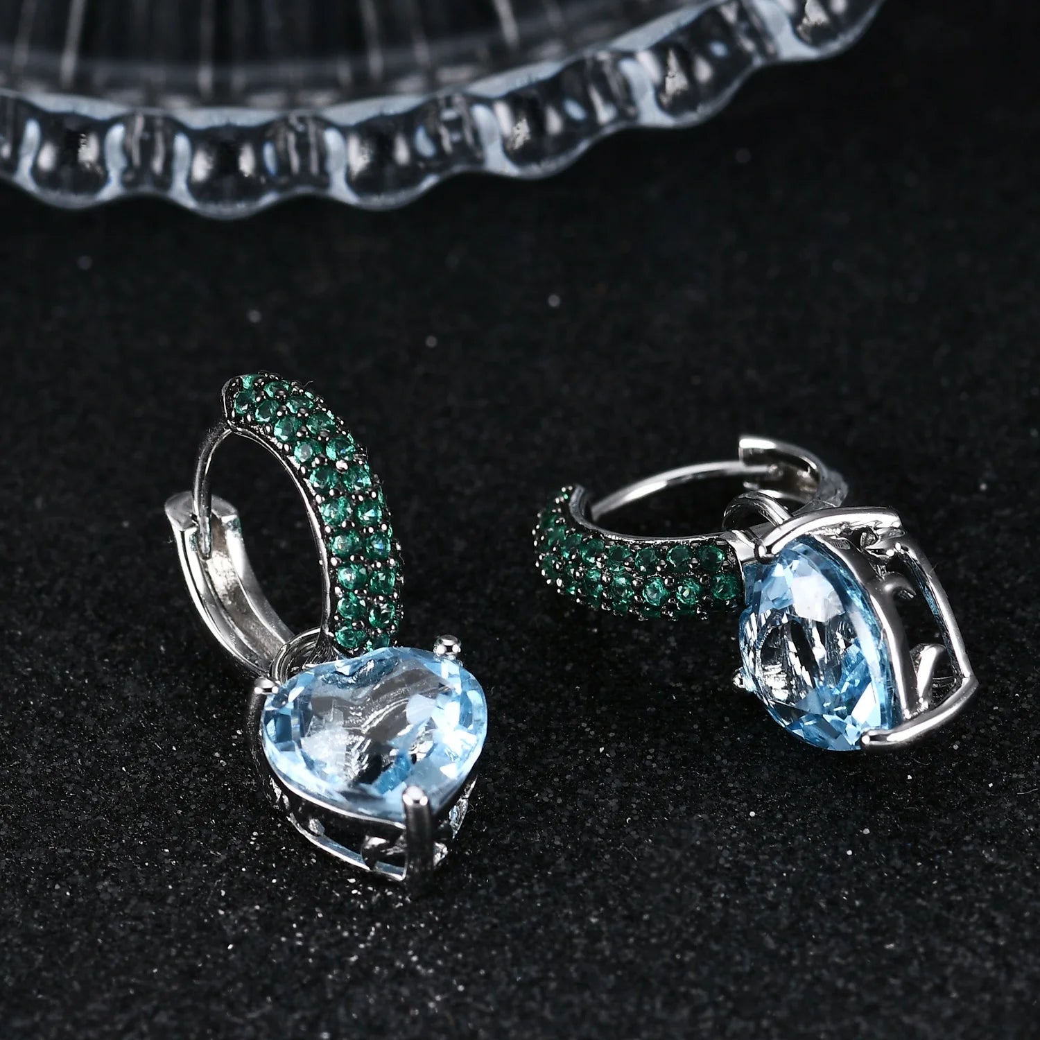 Abiding Shield Plating Tech 3 Years Non Tarnish Sky Blue Topaz Gemstone 925 Silver Earrings