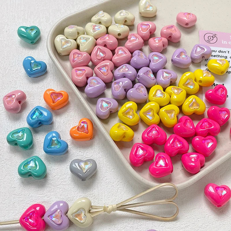 19mm Acrylic Love Heart Shaped Bead Spacers for Valentine's Day Jewelry Making DIY Crafts Bracelet Necklace