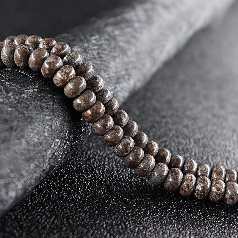 Wholesale Jewelry Handcraft Crafts Making Beads Brown Snowflake Jasper Abacus Rondelle Spacer Loose Beads 15.5''