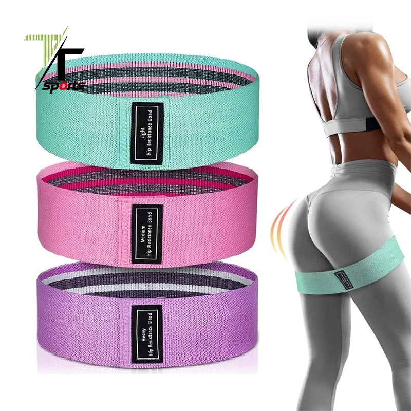 TTSPORTS Fabric Booty Non-slip Elastic Workout Exercise Resistance Bands Stretch Hip Bands for Legs