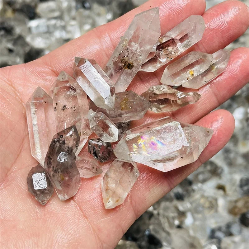 Natural White Crystal Stone Herkimer Diamond Shining Diamond Double Point Healing for Sale