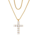 Stock Sale New Design Stainless Steel 18k Gold Plated CZ Diamond Hip Hop Cross Locket Necklace for Men
