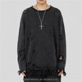 Custom Streetwear Pullover Torn Knit Distressed Ripped Sweater for Men