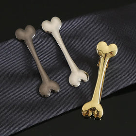 Men's Fashion Personality Creative Copper Bone Shape Tie Clip Versatile Gold Suit Accessories Weddings Engagements Gift