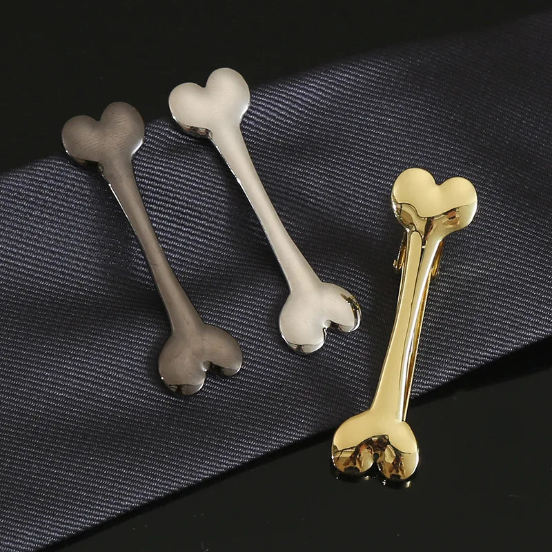 Men's Fashion Personality Creative Copper Bone Shape Tie Clip Versatile Gold Suit Accessories Weddings Engagements Gift
