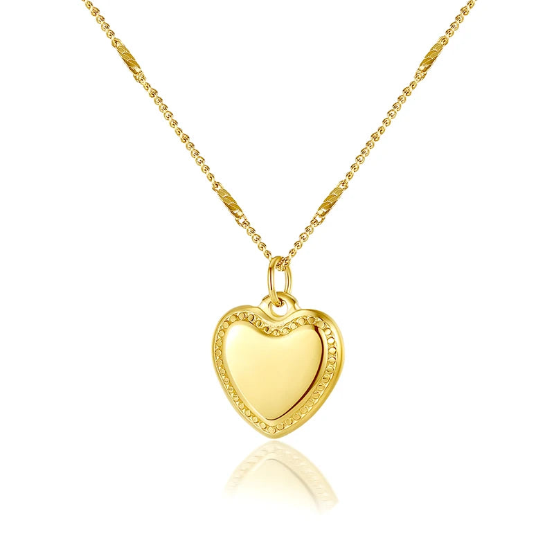 Waterproof Women Jewelry 18k Gold Plated Heart Pendant Stainless Steel Charm Necklace Valentine's Day Gift