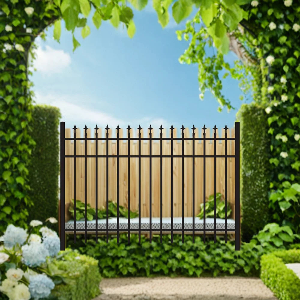 Cotswold Steel Iron Prefabricated Ornamental Fence Power Coated Finish 6ft Height Waterproof Security Gate for Construction Site