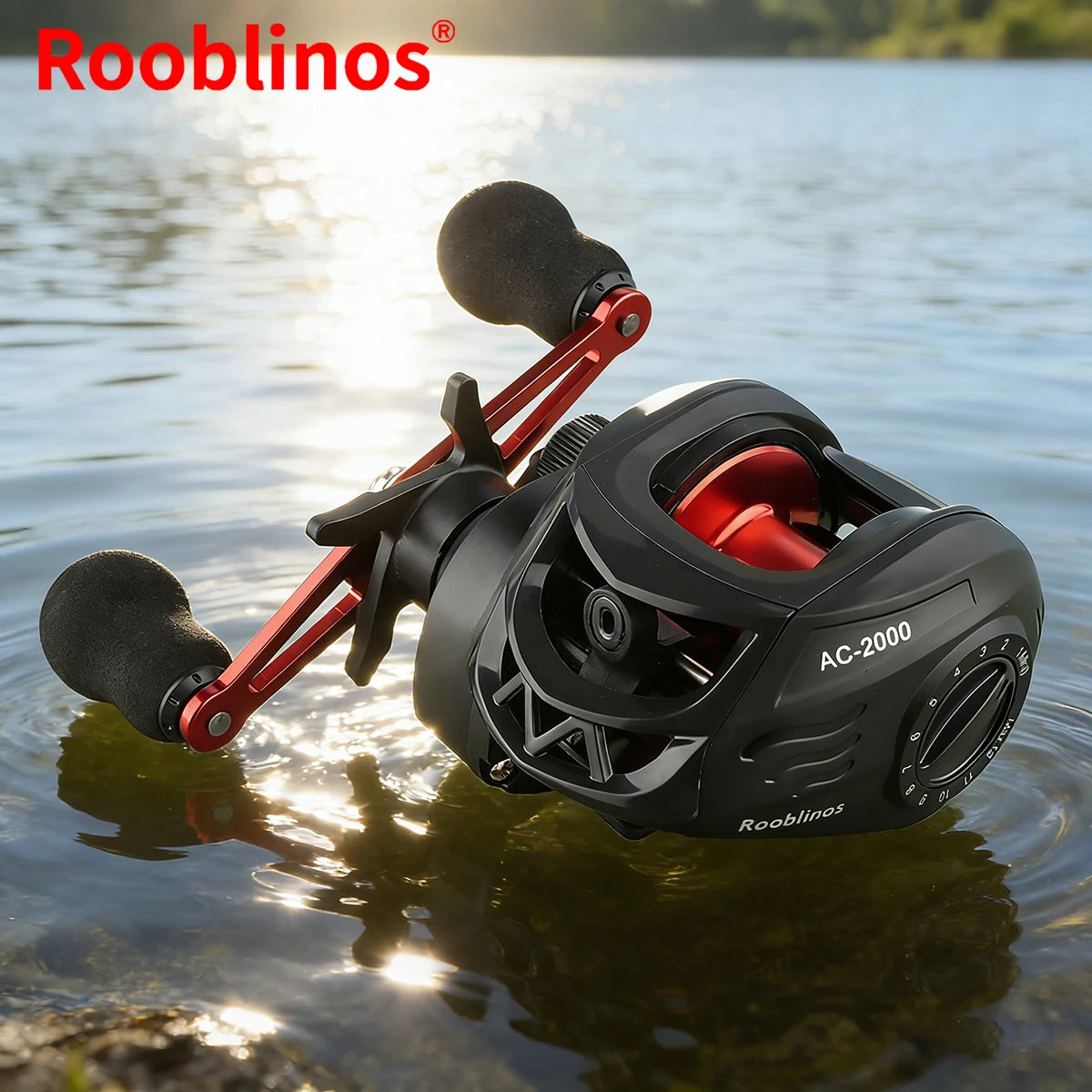 [Germany Stock] Rooblinos AC2000 Baitcasting Reels Left Hand 7.2:1 Gear Ratio Aluminum/Nylon Dual-speed Two-Speed System Lake