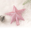 Eco-Friendly PET Plastic Indoor Christmas Tree Top Sparkle Pink Star Glitter Powder Ornament Customizable Brand Decorations