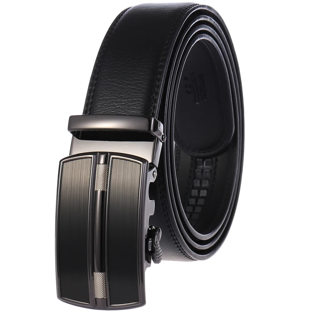 OEM Custom Many Colors Soft Leather Belt Fashion Automatic Buckle Business Cow Hide Real Leather Dress Belt for MenLY36-0257-1