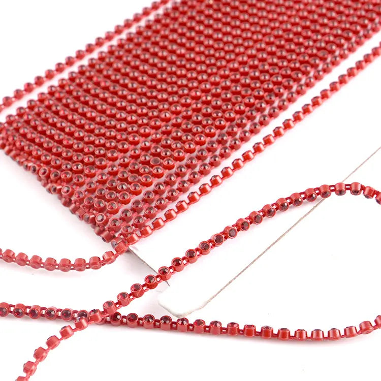 JC Crystal Wholesale SS6 SS8 Rhinestone Banding  Garment Accessories Crystal Plastic Rhinestone Banding Rhinestone Trim Chain