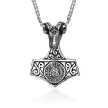 Hiphop Viking Jewelry Stainless Steel Ram Thor Hammer Pendant Necklace