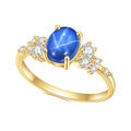 OL0897 Abiding Natural Gemstone Jewelry Wholesale Ebay 925 Sterling Silver 14K Gold Plated Lab Star Blue Sapphire Rings