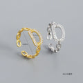 Rainbowking Fashion Vintage Rings S925 Silver Ins Micro Zirconia Chain Metal Wind Open Ring Personality Simple High Jewelry Ring