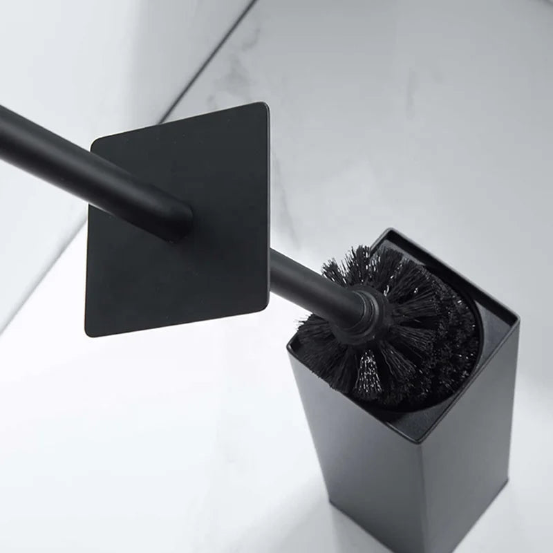 Stainless Steel Toilet Brush and Holder Set - Metal Handle Bathroom Cleaning Tool with Durable Bristles
