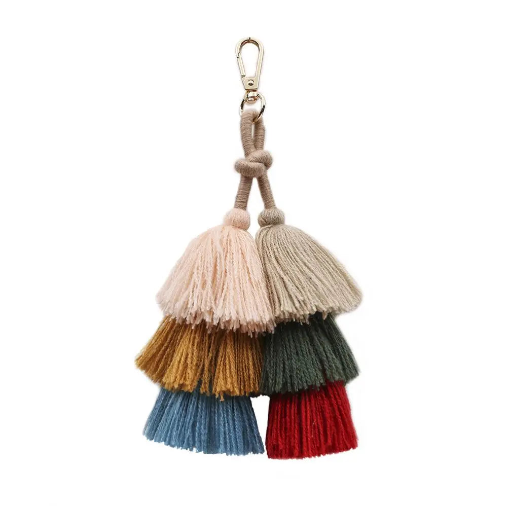 Tassels Bag Key Chain Rings Handbag Key Chains Charms Women Accessories Pendant Handmade Colorful Bohemian Ombre Tassel Keychain