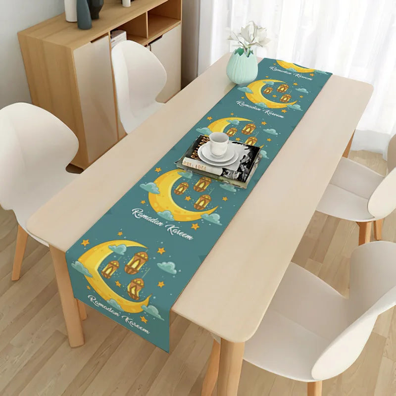 Muslim Ramadan Mubarak Party Supplies Ramadan Kareem Printed Tablecloth Mubarak Ramadan Waterproof Tablecloths Backrest Cover