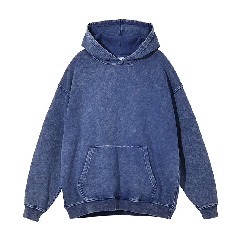 Heavy Weight Oversize Acid Wash YKH 420GSM French Terry Custom Logo Vintage Wholesale Hoodie Men Acid Wash Hoodie