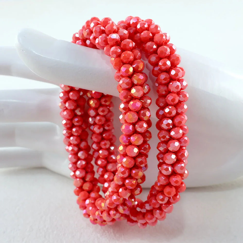 New Wholesale Faceted Rondelle Beads Bracelets Bulk Glass Beads Bracelet for Women Glass Crystal Beads