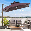2024 Beach Rectangular Umbrella Outdoor Garden Sunshade Parasol Manual Lift Solar Patio Umbrella Led Lights Outdoor Tent