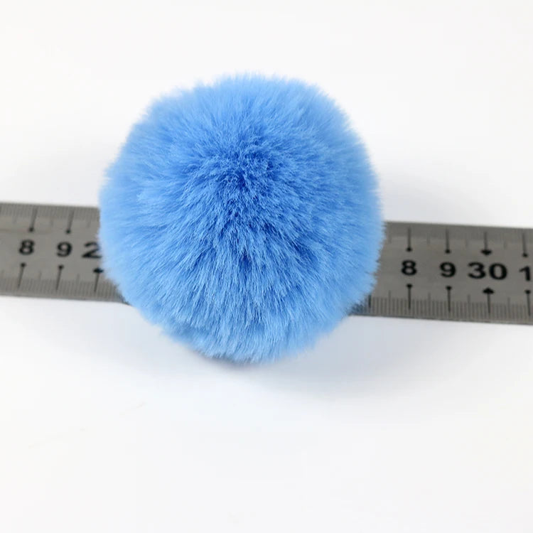 Factory Wholesale Custom Christmas Pompom Fluffy Soft 8cm Fake Rabbit Fur Ball Keychain