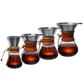 Hot Selling Heat Resistant Glass Pour Over Hand Coffee Maker Stainless Steel Filter Coffee Dripper Coffee Pot