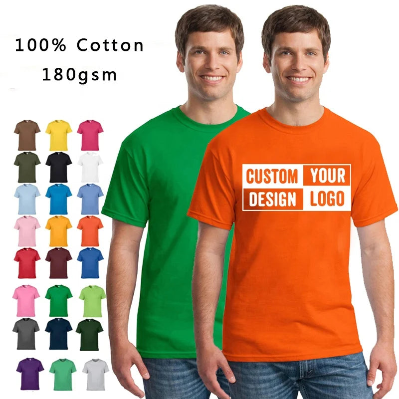 Mens 100% Cotton Blank T-shirt Unisex Custom Dtg Embroidered Business logo Screen Printing Staff Employee Uniform Tshirts
