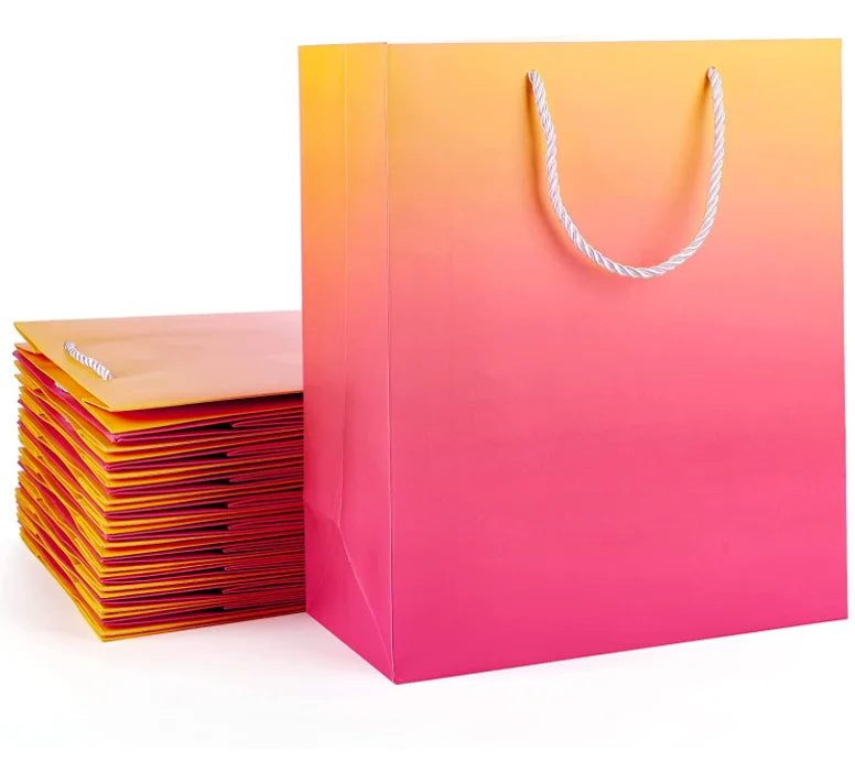 9.8"*5.1"*12.6" Heavy Duty Boutique Kraft Paper Shopping Gift Bags with Handles