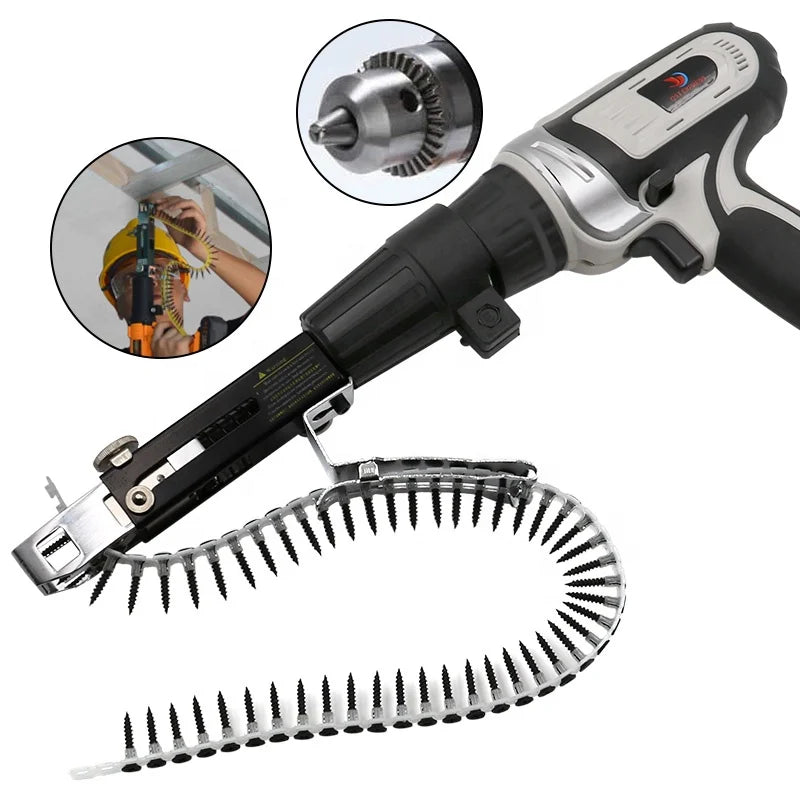 SDPSI CE Certified Automatic Chain Nail Gun Adapter Screw Gun for Electric Drill Woodworking Tool Cordless Power Drill