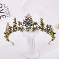European Retro Bridal Crown Baroque Black Rhinestone Crown Handmade Pearl Dress Accessories Bridal Tiara