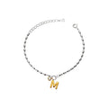 Custom Punk 26 Letter Zircon Collection Charm Corn Chain 925 Sterling Silver Bracelets