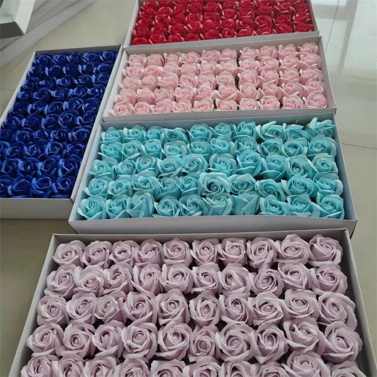 Cheap Promotion 3 Layers Flower Soap Roses Gift Box 50 Pcs 50 Pieces Petal Soap Flowers Box Soap Roses for Decoration