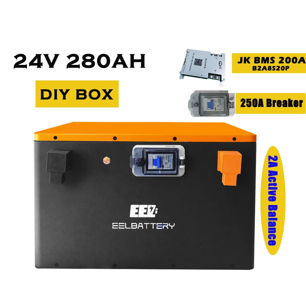 Big Sale EEL 24V 8S Energy Storage DIY Box for Lithium 280ah 314ah Cell Metal Battery Box with JK 200A BMS and 2A Active Balance