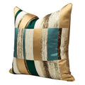 Luxury Green Gold Striped Cushion Covers Throw Pillow Cover Square Jacquard Pillowcases for Interior Decoration