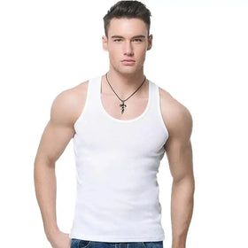Breathable Cotton Blend Men Tank Top Knitted Sleeveless Undershirt Wholesale Ready to Ship Custom Logo Men Vest