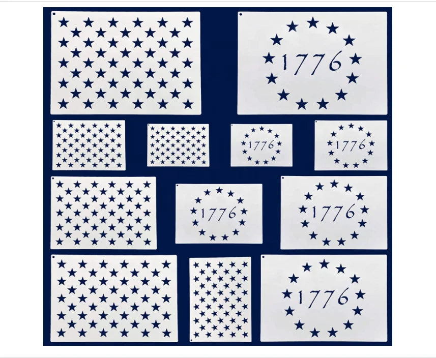 American Flag 50 Star Stencils and 13 Stars 1776 Templates Ideal for Painting on Wood Fabric Paper Walls
